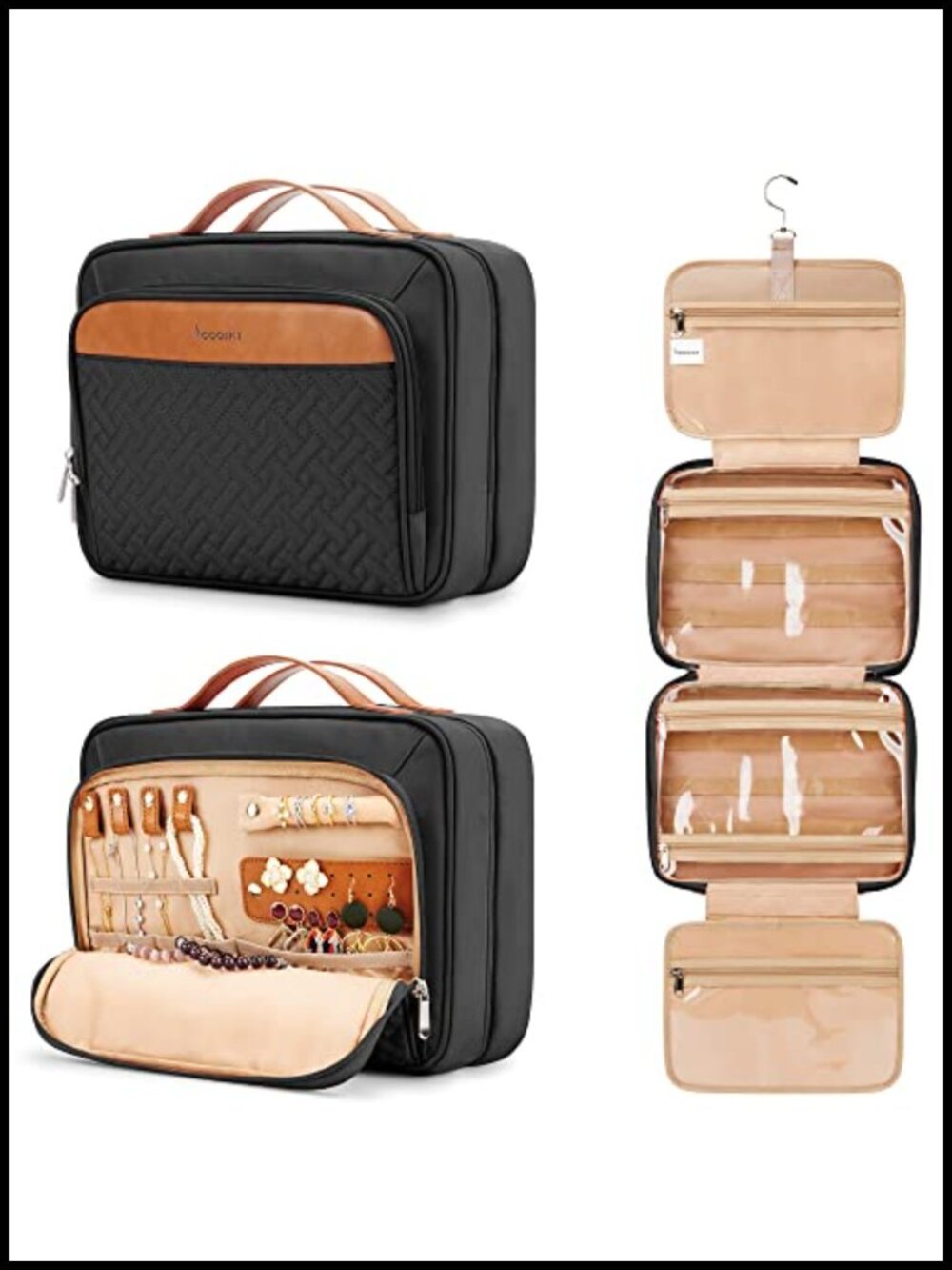 Travel Hanging Toiletry Bag with Jewelry Organizer Waterproof Makeup Case